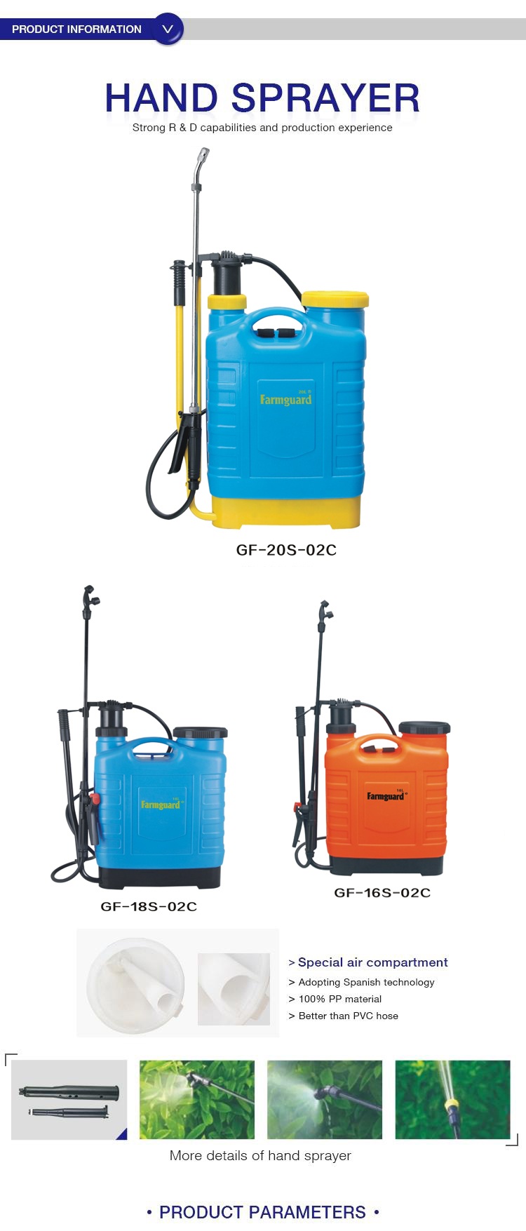 Agricultural Machinery Hand Pesticide Sprayer 16LTR PE TANK